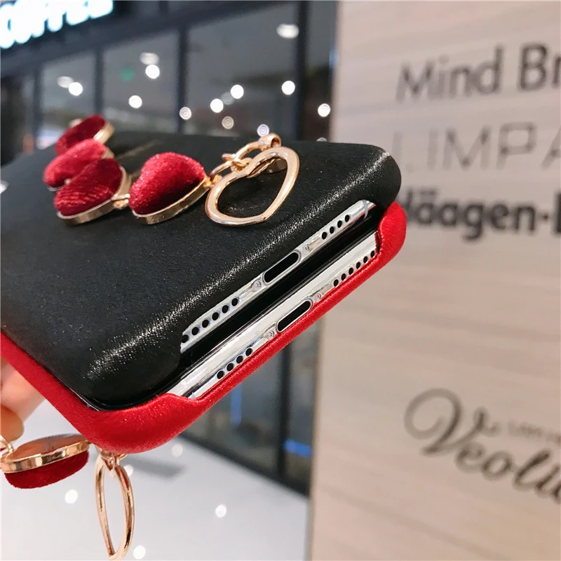 

ONEPLANT Silk Cloth Phone Case For IPhone 11 Pro Max XR XS X XS Max Love Heart Bracelet Wristband Phone Cover For IPhone 7 8 P