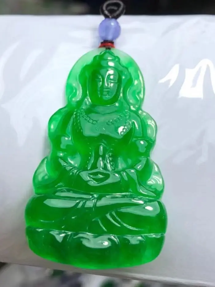 Superb Burma Green Jade Guan YIn Pendant Bless Buddha Amulet Churinga Emerald Talisman | Дом и сад