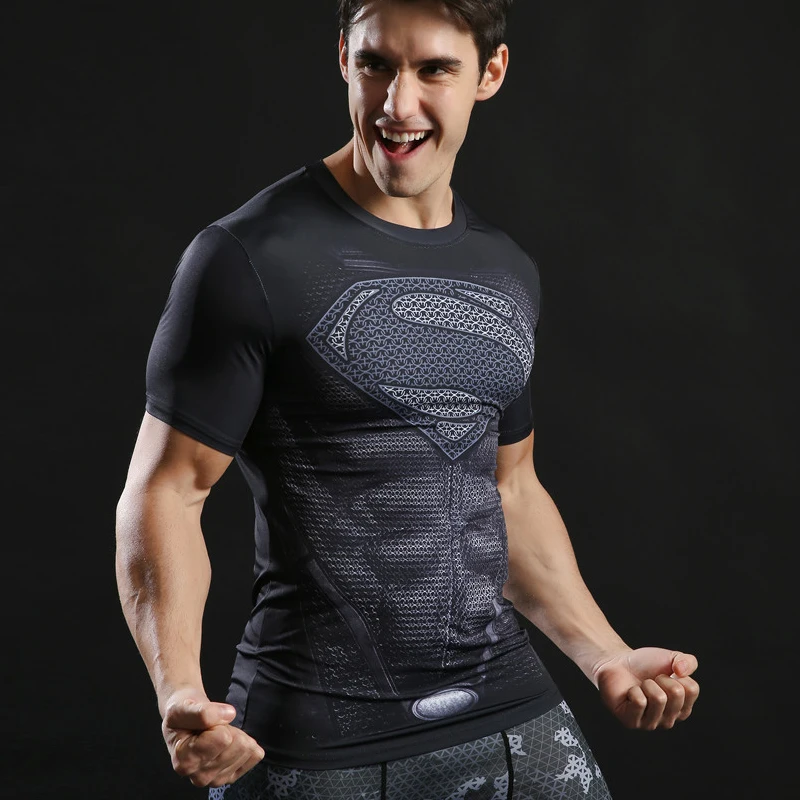 3D Printed T shirts Men Compression Shirt Comics Pattern Cosplay Costume Clothing Quick Dry Short Sleeve Summer Tops For Male