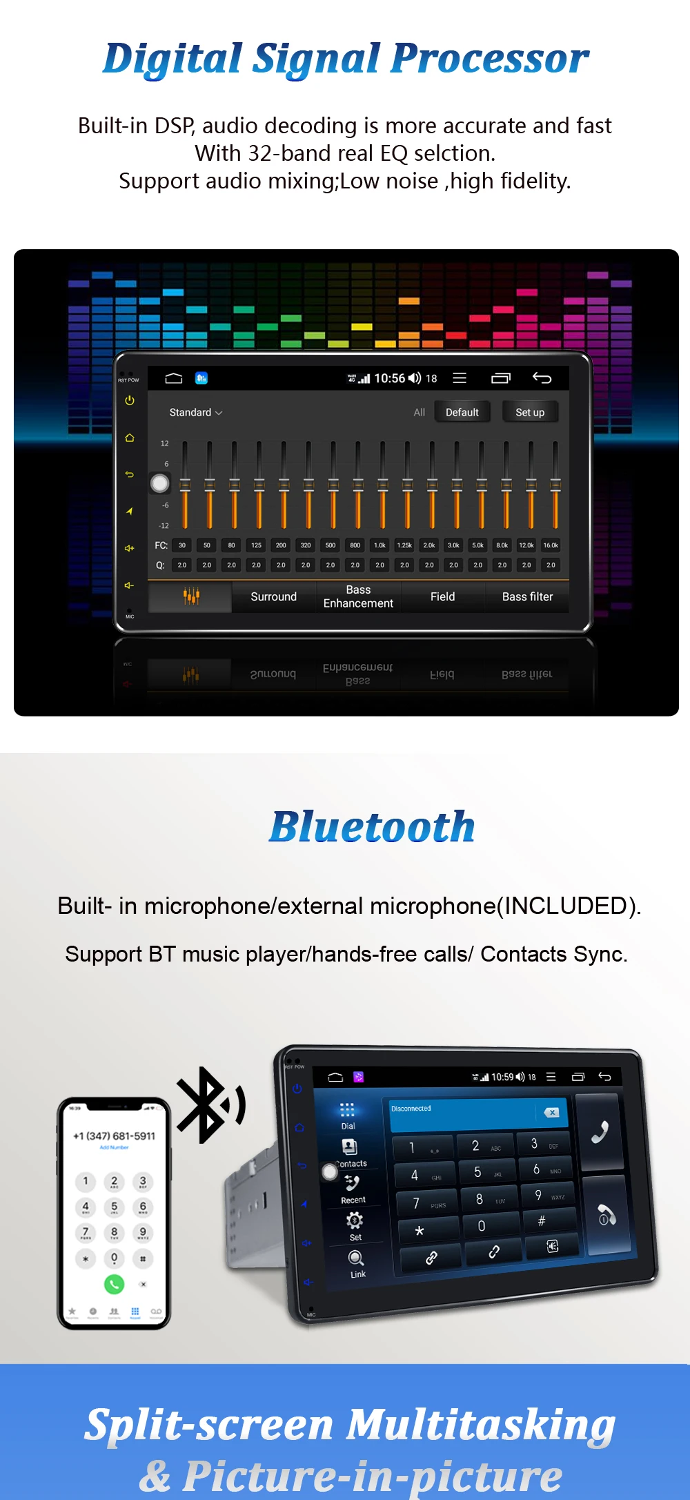 ARKRIGHT " 1 Din 4+ 64 ГБ Android Автомагнитола Восьмиядерный автомобильный аудио стерео/головное устройство gps/Автомобильный мультимедийный плеер встроенный DSP 4G