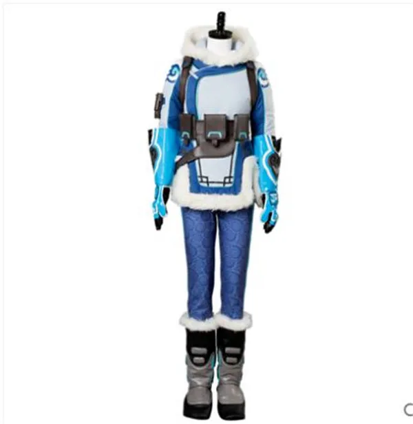 

Famous Game Mei Cosplay Costume Halloween Uniform Outfit Coat+Pants+Belt+Bags+Gloves+Shoes Covers