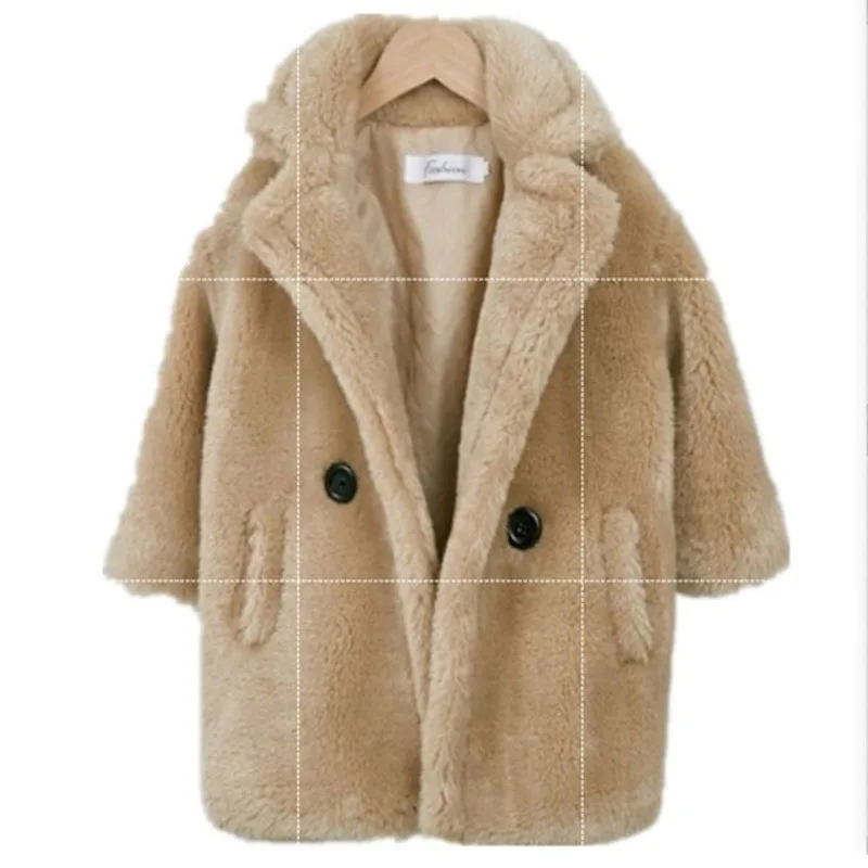 

Кашемировая детская одежда, пальто из искусственного меха для девочек, зимнее пальто средней длины из искусственного кашемира для мальчико...