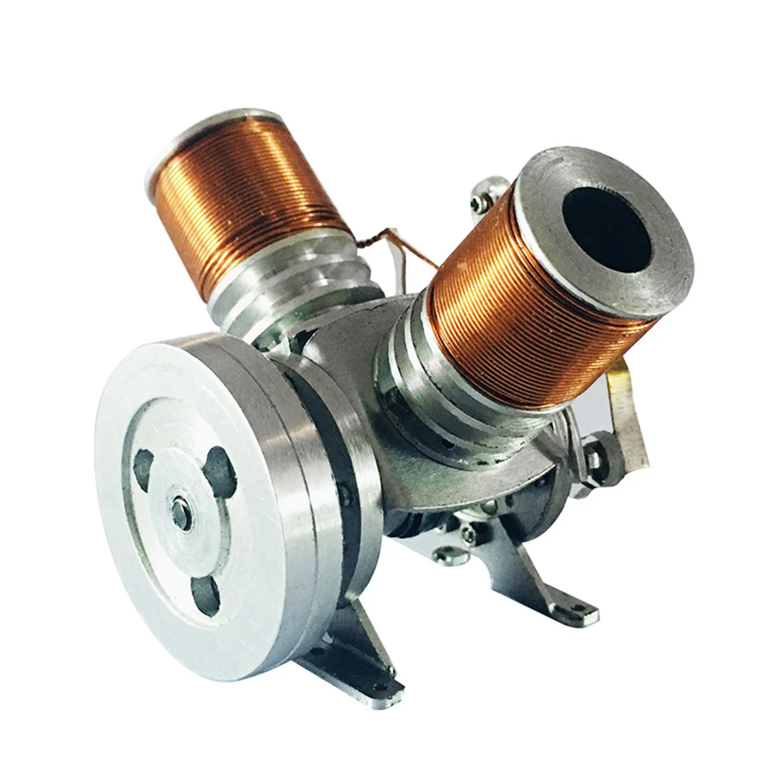 Металлическая двухцилиндровая модель электромагнитного двигателя Mini V Type V2