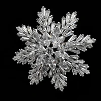 fantastic luxurious baguette marquise cut clear cz double tiered snowflake broaches pins winter holiday jewelry for costume