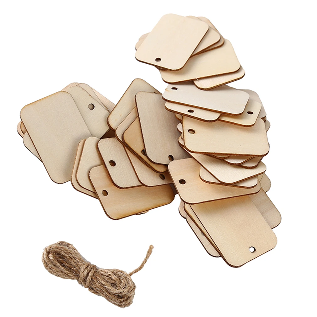 Пустые прямоугольные деревянные подвесные бирки ручной работы в виде граффити