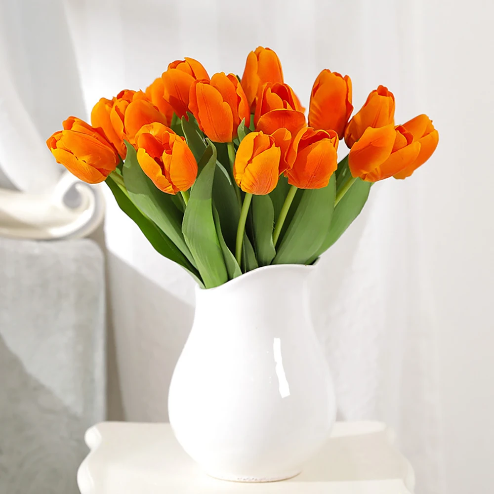 

Slik Tulip Artificial Flower Real Touch Artificial Bouquet Pu Fake Flower for Wedding Decoration Flowers Home Garden Decor