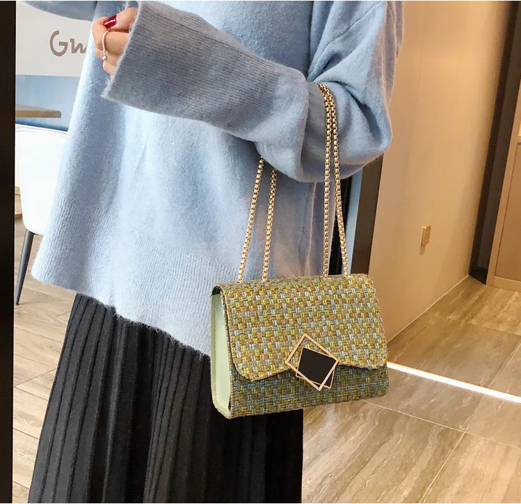 Женская сумка на плечо модная Стеганая с цепочкой кожаная через сумка-мессенджер