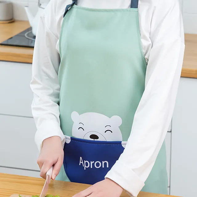 1Pcs Kitchen Cooking Apron Cute Cartoon Printed Home Clean Tool Sleeveless Dacron Aprons for Men Women Baking Accessories