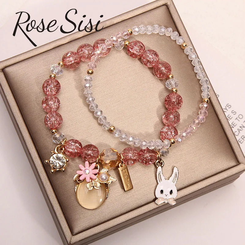

Korean version of cute fresh crystal bracelet female students girlfriends temperament bracelet for women jewelry female