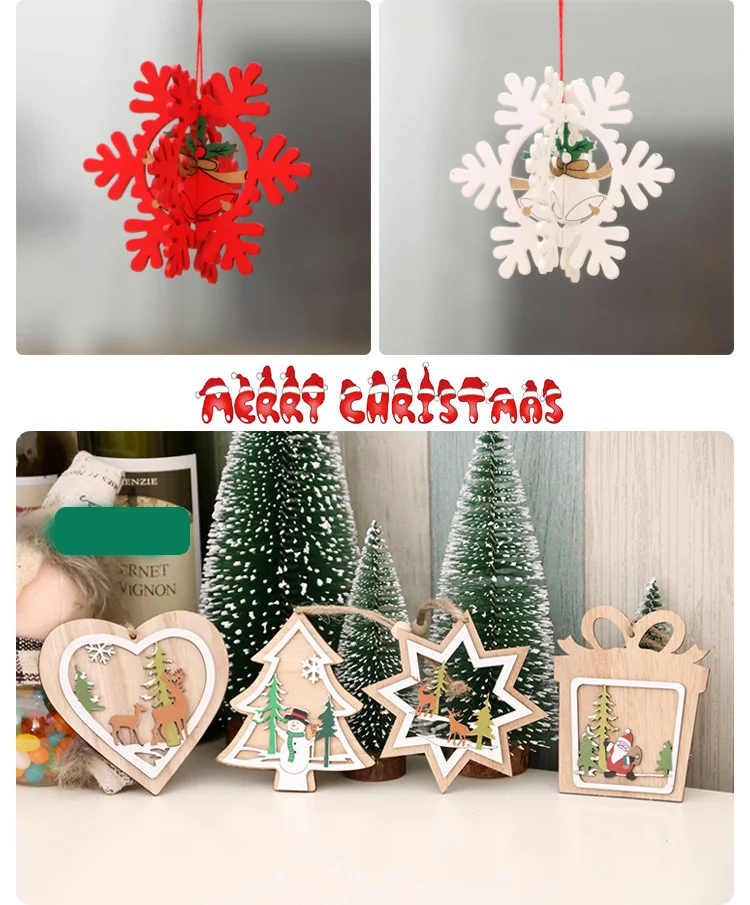1 шт. деревянное Рождественское украшение Xmas Tree кулон 3D украшения дома Новый Год
