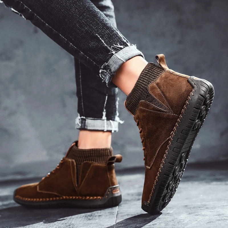 

Boots Men Leather Mens Dress Boots Tenis De Bota Para Hombre Desert Casual Shoes Men Winter Sport Brown Loafers Sneakers Man