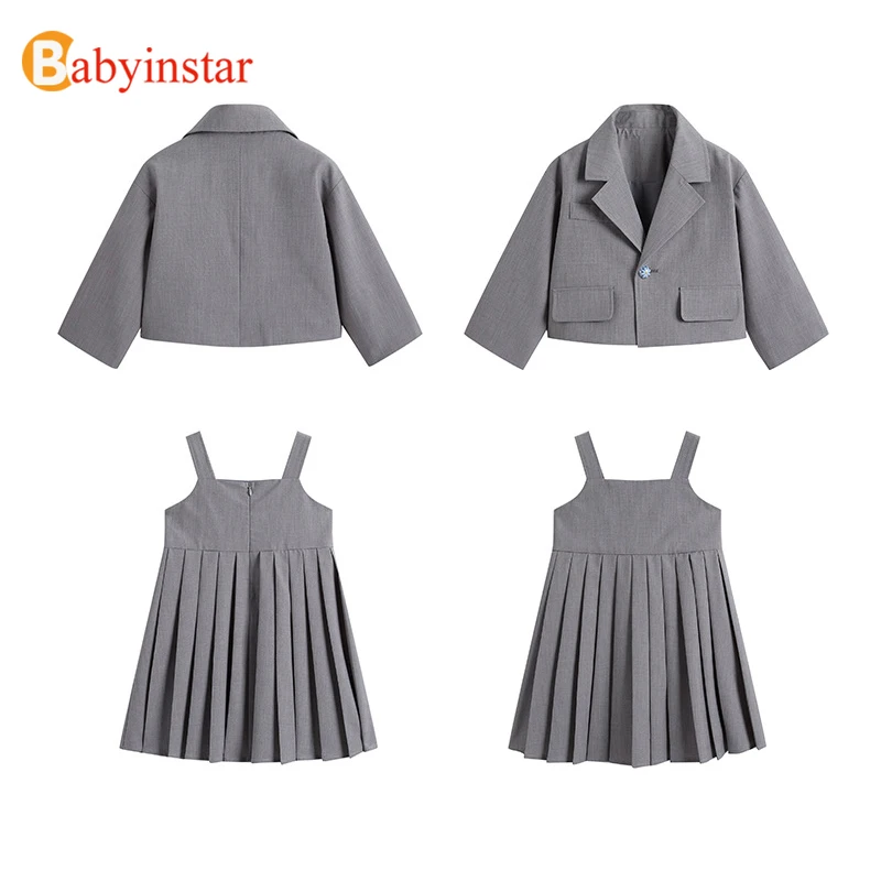 Костюм детский из блейзера и плиссированной жилета юбки|Комплекты одежды для