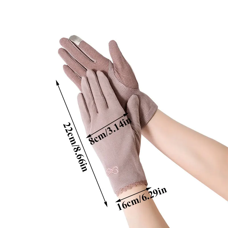 

Summer Women Cotton Gloves Elegant Female Thin Driving Gloves High Quality Sunscreen Ladies Anti-UV Anti-Slip Breathable Gloves