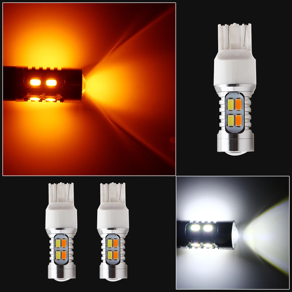 YM E-Bright 2 шт. 7443 7444NA 5730 20 SMD T20 Светодиодные Автомобильные Лампы янтарного/белого