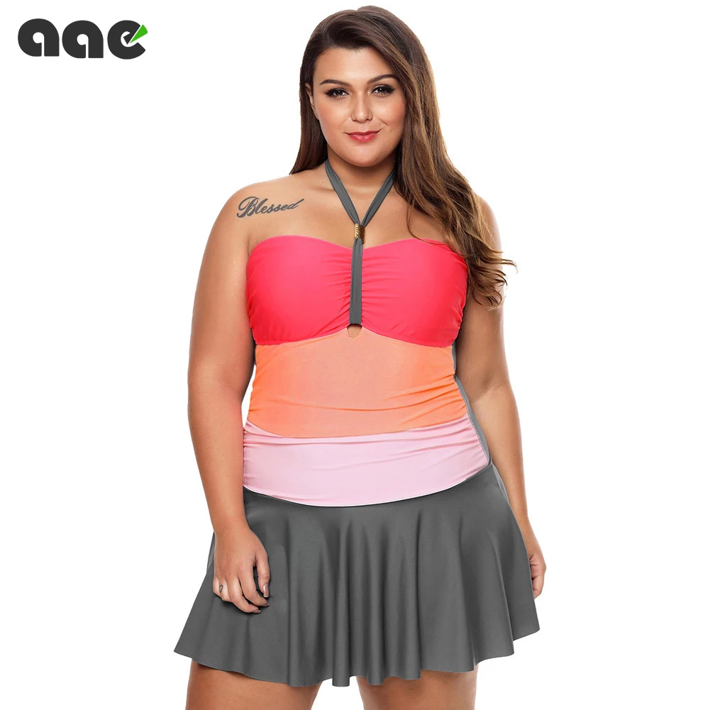 

2020 Plus Size Tankini Swimsuit Dress Bathing Suit Swimwear Women Skirt Big Size Monokini Bodysuit Female One Piece Swimsuit 3XL