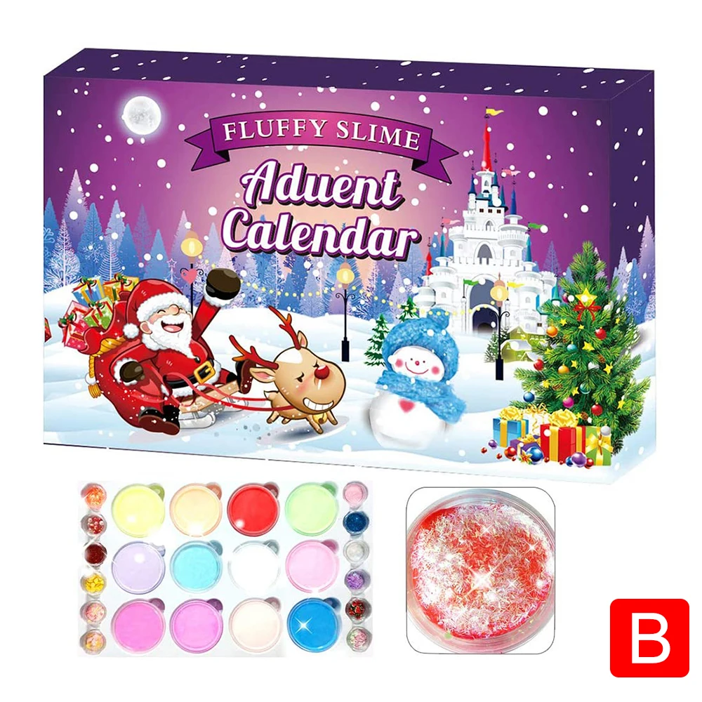 24 шт./компл. календарь для слайма прибытия 2020 рождественские игрушки с обратным