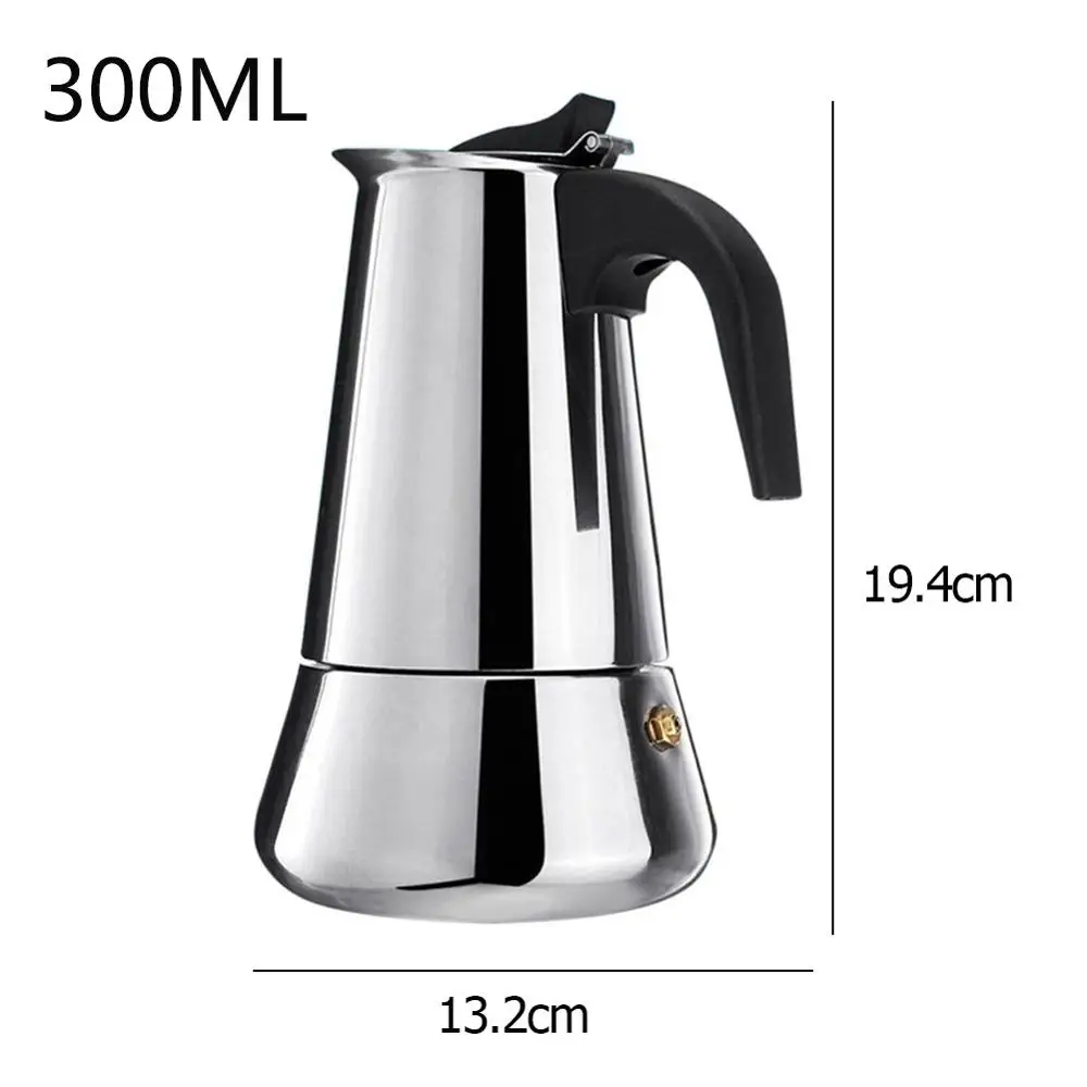 Кофе разработчиков в итальянском стиле топ Moka эспрессо Cafeteira Кофеварка 100/200/200/450 мл Плита Кофе горшок - Цвет: A 300ML