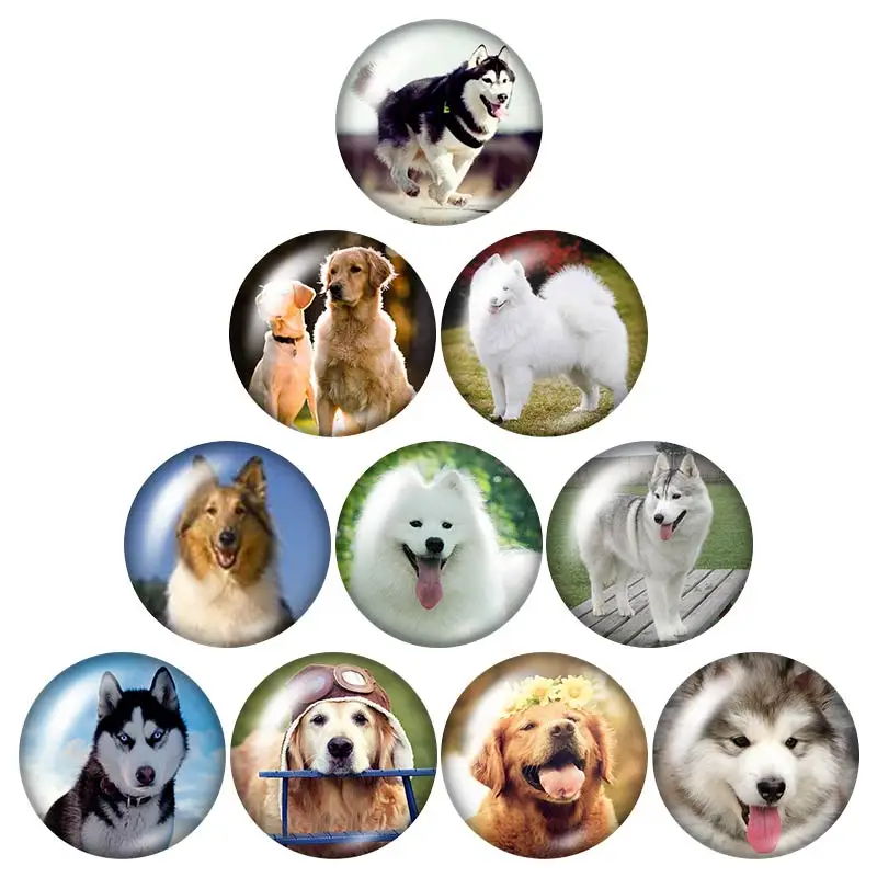 Платье с милой собачкой любимого питомца 18 мм кнопки 10 шт. круглые фото кабошоны