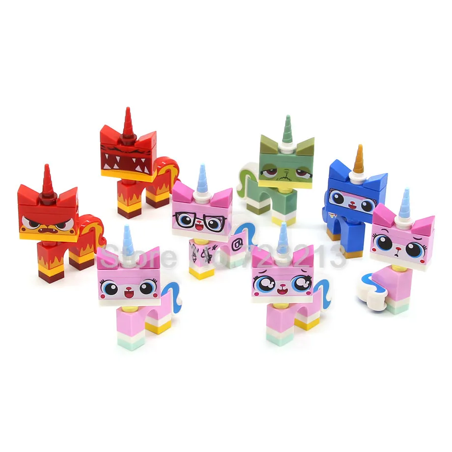 Мультяшная милая фигурка кошки Unikitty Queasy Biznis злый Китти Астро строительные блоки