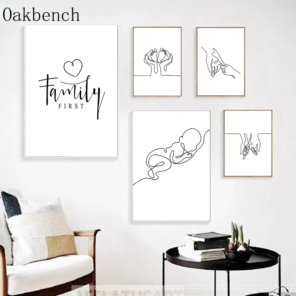 Семейный плакат абстрактная живопись Минималистичная Печать на холсте черно