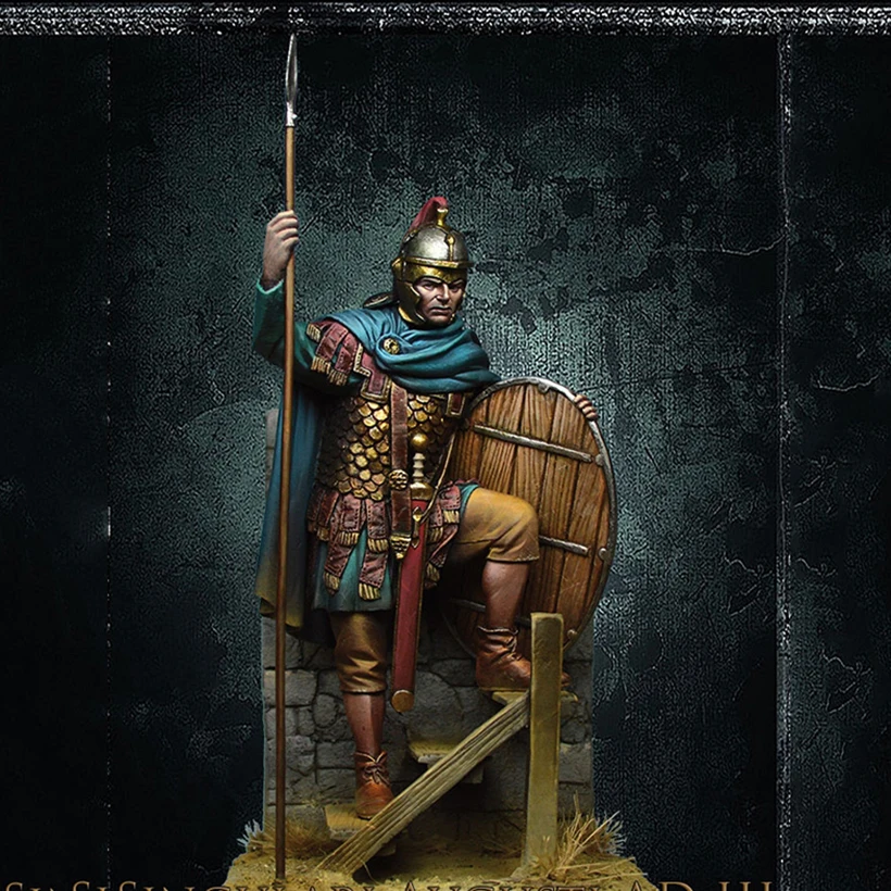 

1/24 ANCIENT MAN STAND IN WINTER WITH SHIELD Resin figure Model kits Miniature gk Unassembly Unpainted