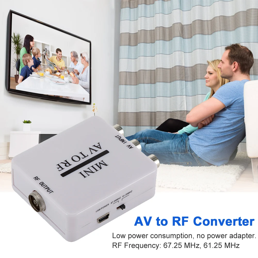 Мини HD видео конвертер коробка Plug and Play RCA AV CVSB к RF адаптер поддерживает МГц 61 25 67