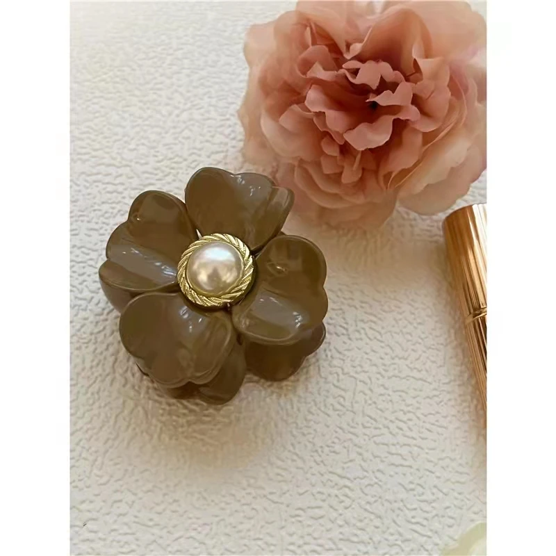 Женская заколка для волос Винтажная с цветами и жемчужинами в Корейском стиле из