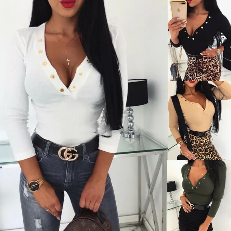 Свитшот женский с длинным рукавом и V-образным вырезом однотонный | Женская