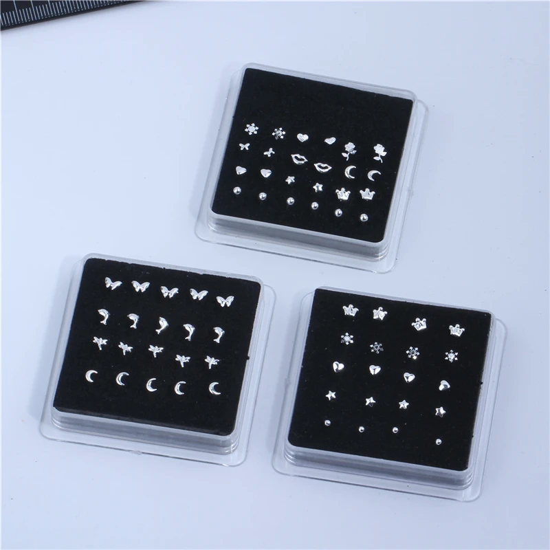 Женские серьги гвоздики из серебра 925 пробы в форме сердца|Украшения для тела| |