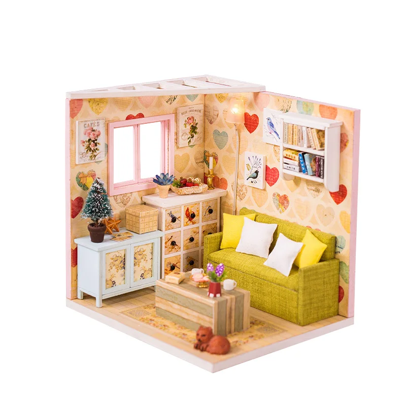 Дети DIY кукольный дом мебель Diy Миниатюрный 3D Деревянный миниатюрный кукольный домик игрушки для детей подарки на день рождения Каса дневник котенка