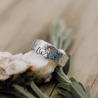 retro shanyang natural landscape carving ring mens and womens shanyang natural forest ring adjustable jewelry party gift