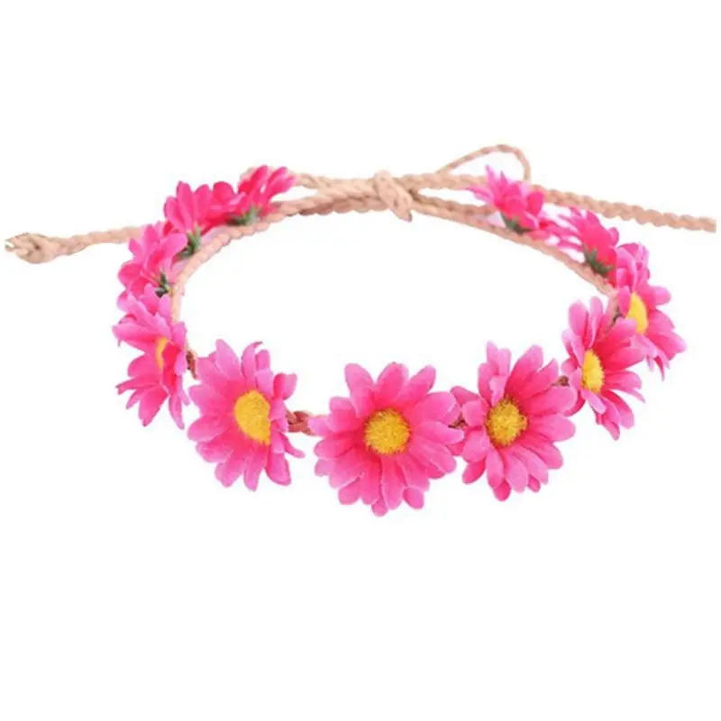 Sunflower Garland Floral Wreath Woven Daisy Headband for Women Female Girls Hat Hair Decorative Accessories A69F |