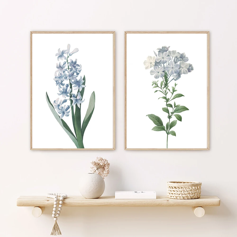 

Плакаты с голубыми растениями, Картина на холсте, искусство акварели, настенные картины с легкими цветами, современный минималистичный дом...