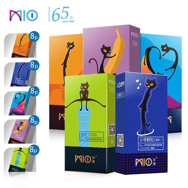 MIO Smooth Particle Condom 3D Delay Lubricant Natural Latex Ice Fire Stimulation Penis Sleeve Small Size fancy Safe Sex |