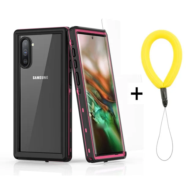 Pink A with Strap IP68 Note10+ Водонепроницаемый чехол для samsung Note 10 чехол samsung Galaxy Note 10 Plus водонепроницаемая крышка 360 Защита Note10 5G - Цвет: Pink A with Strap