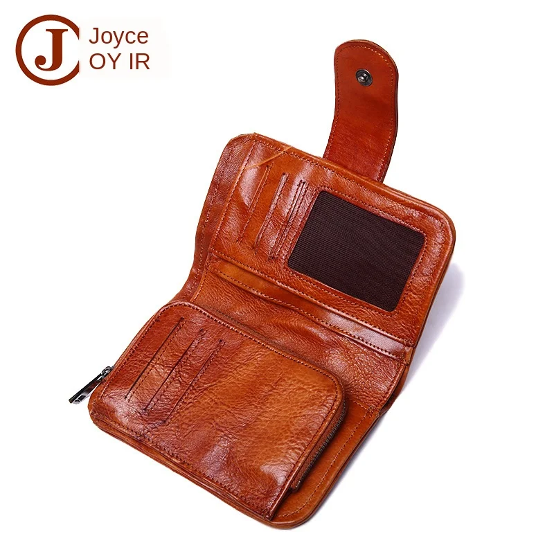 

New Skeleton-Skin Hand-Woven Leather Wallet Men's Retro Full-Grain Leather Mid-Length Purse Wholesale