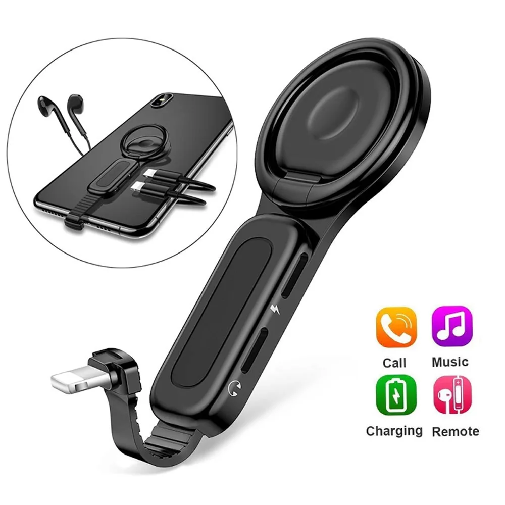 Портативное 3 5 мм аудио зарядное устройство двойной адаптер IPhone Кольцо телефон