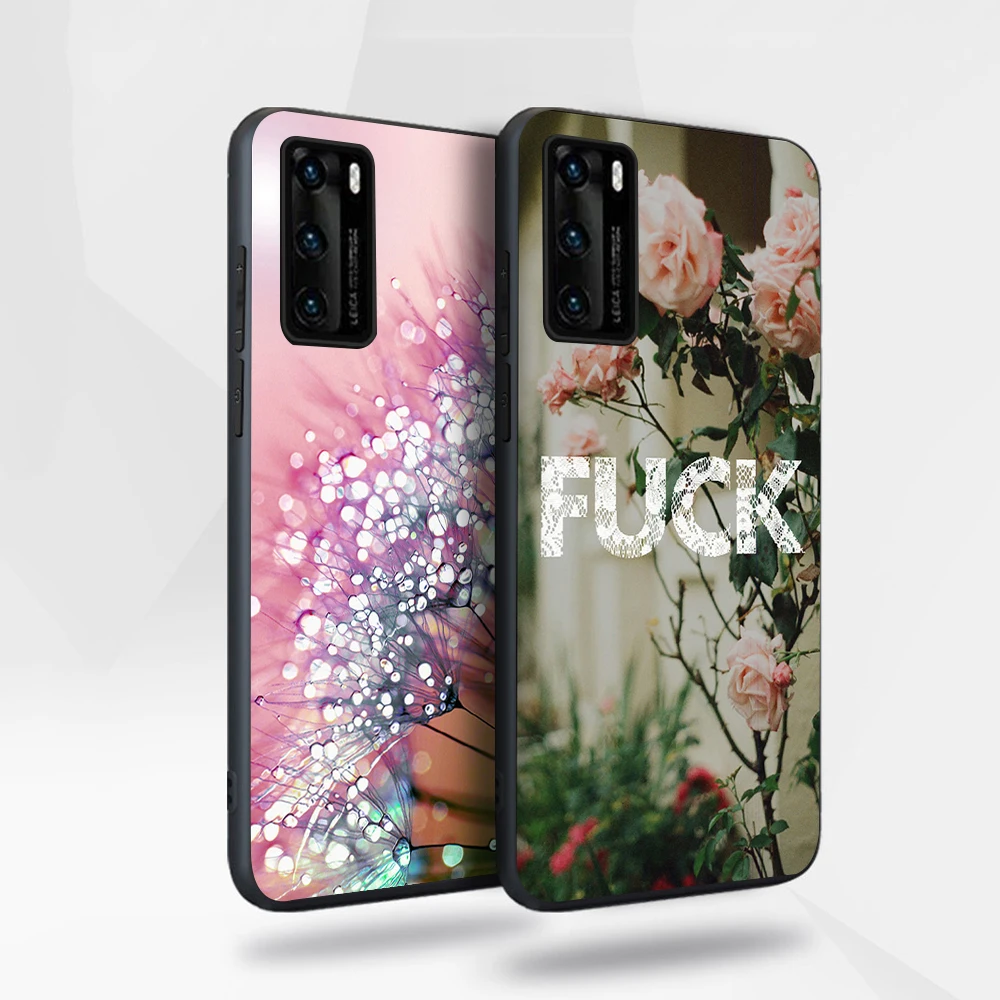 

Flower Leaves Text Case for Huawei P40 P30 P20 Honor 30 20 10 30S Mate 40 30 20 Lite Pro P Smart Plus 2019 Soft TPU Phone Fundas