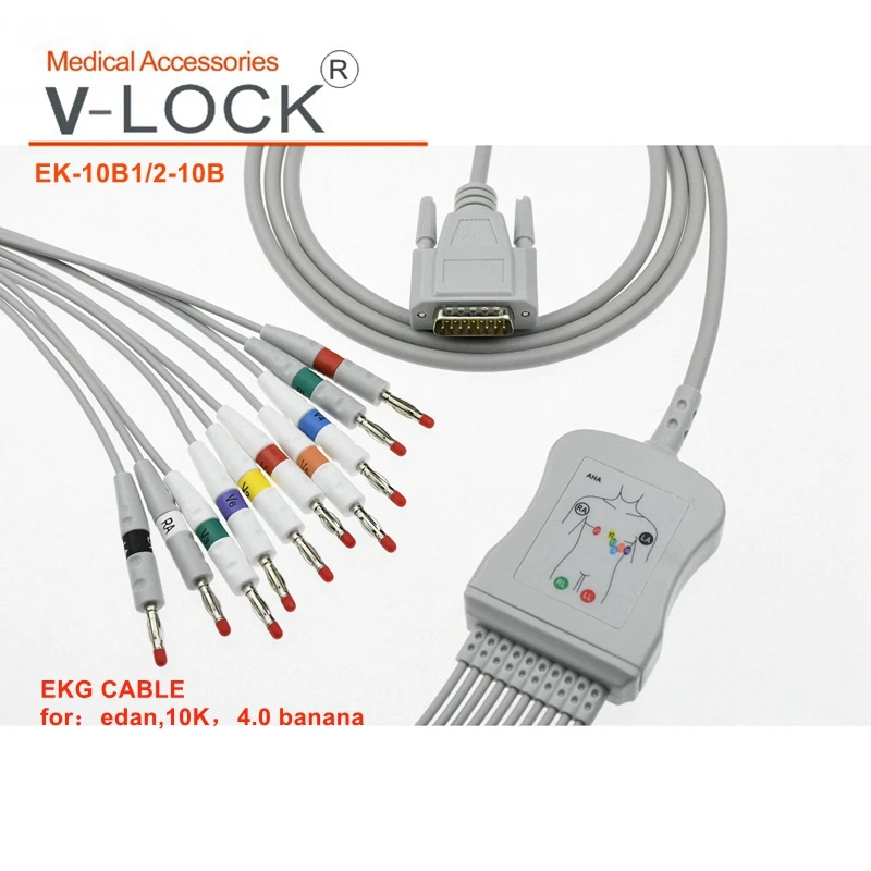 

Popular EKG cable with 10leadwires,Banana4.0 for edan,10K-B