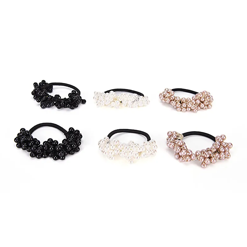 

Pearls Beads Headbands Ponytail Holder Girls Scrunchies Vintage Elastic Hair Bands Rubber Rope Headdress Women Hair Accessories