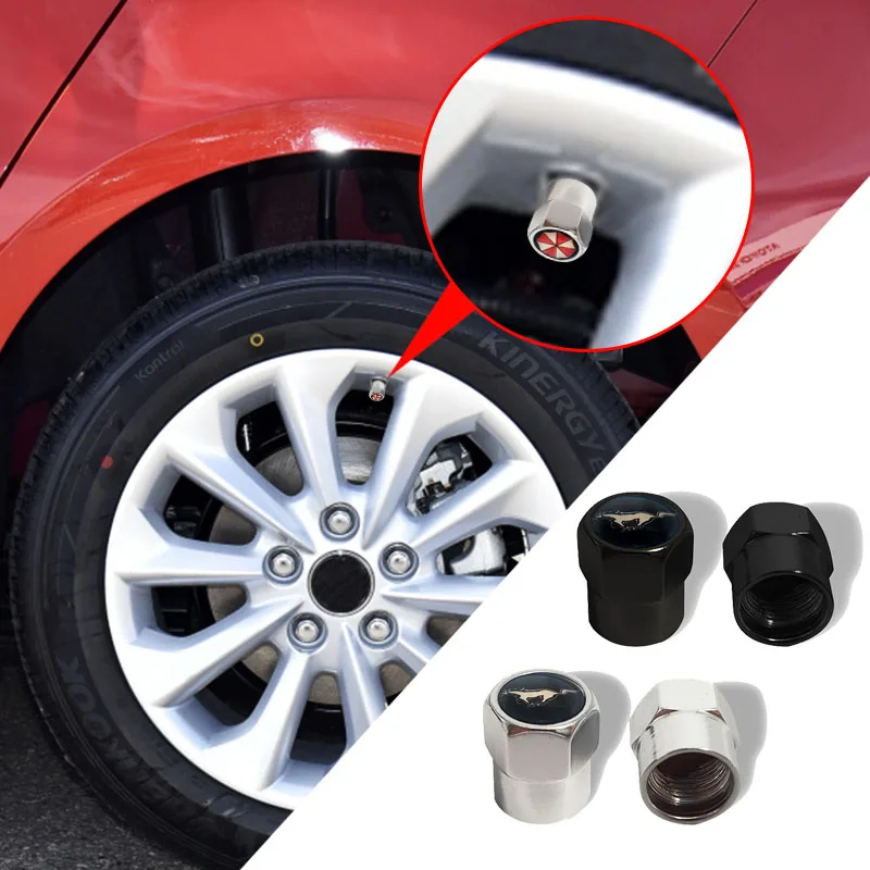 

4pcs Car Tire Valve HexagonValve Caps Black and silver For Ford Mustang 2015 2017 2018 Accessories Car Styling