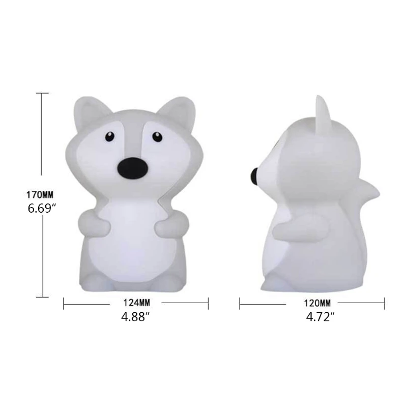 

Cute Cartoon Animal Night Light with Remote Control and Touch Sensor USB Rechargeable Color Changing Silicone Soft Bedside Lamp
