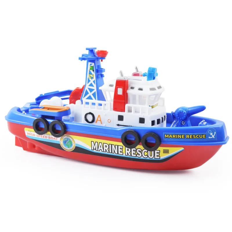 

Electric Boat Bath Toy Marine Rescue Fire Boat with Light Music Water Spray Educational Simulation Model Gift Toys for children