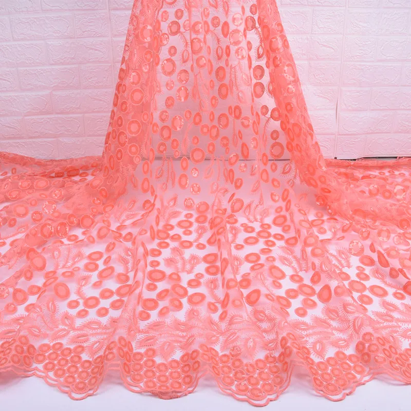 

Latest French Nigeria sequins Embroidered Laces Fabric 2019 High Quality Design African voile Lace Fabric For wedding