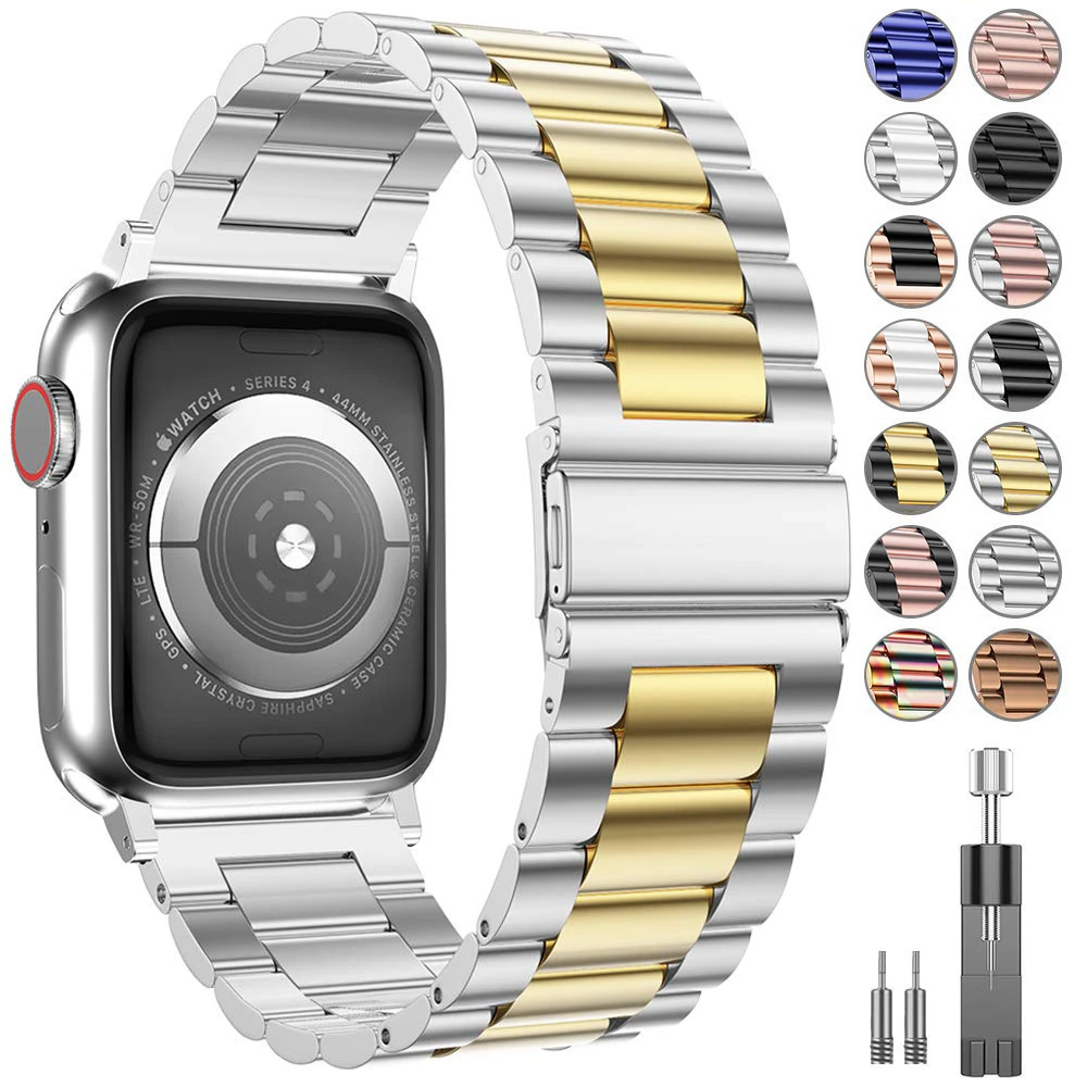 Ремешок из нержавеющей стали для apple watch band 44 мм браслет Iwatch series 5 4 3 2 1 аксессуары 38