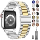 Ремешок из нержавеющей стали для apple watch band 44 мм, браслет для Iwatch series 5 4 3 2 1, аксессуары 38 мм 40 мм 42 мм