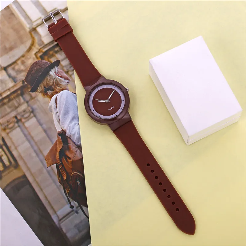 Женские повседневные часы с силиконовым ремешком Простые аналоговые кварцевые