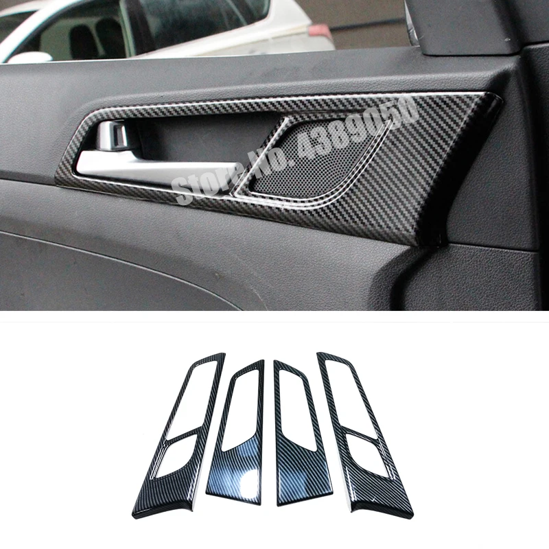

For Hyundai Tucson accessories 2015-2019 ABS Matte/Carbon Fibre LHD inner door handle bowl cover bezel garnish trim frame 4pcs