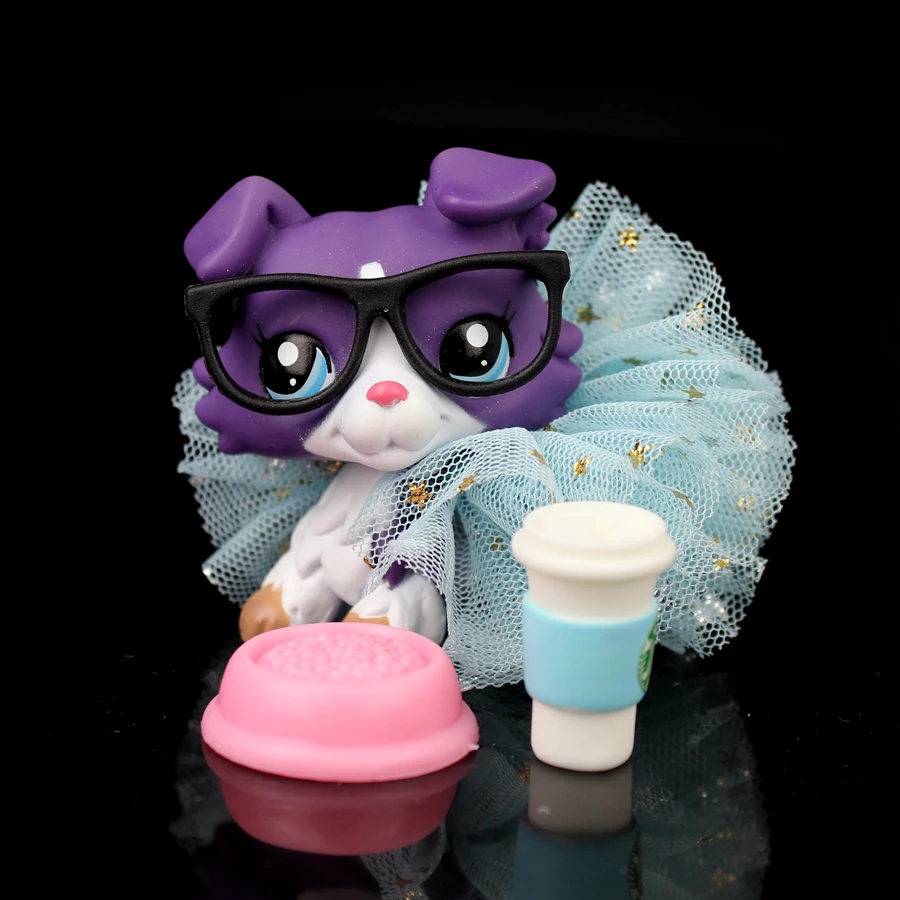 YASMINE Pet Shop фиолетовый колли собачьи очки аксессуары синяя юбка lps #1676|Игровые