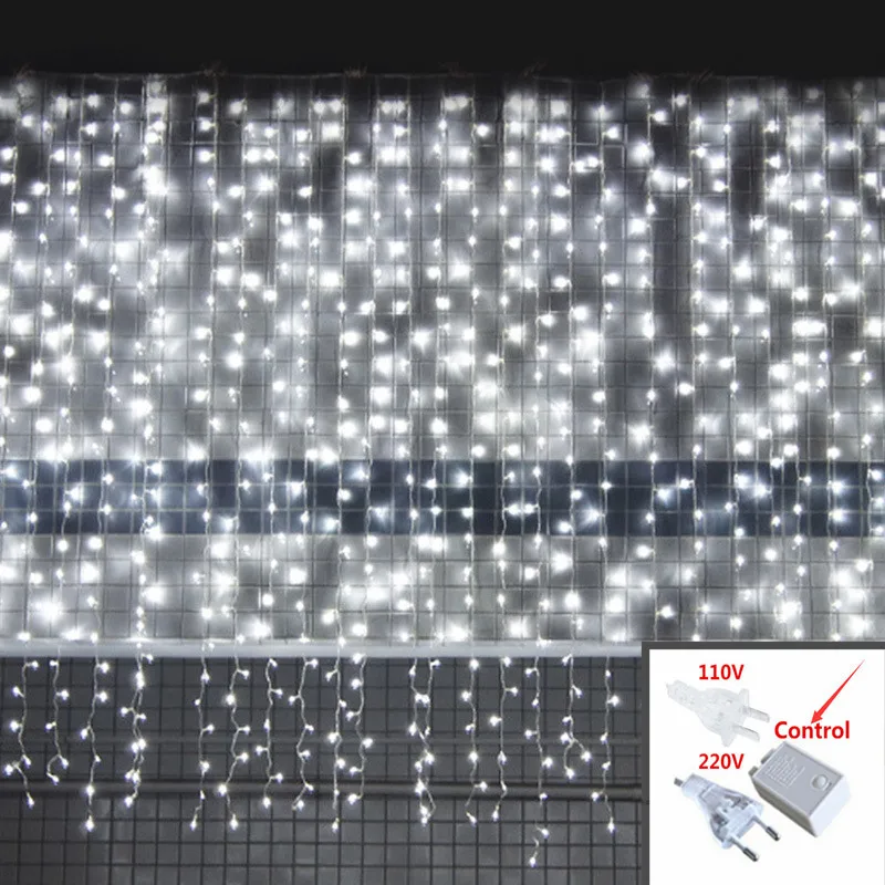 3*3m 300leds Led Curtain String Light Christmas Garland Patio Window Decor Fairy Lights Kerst . | Лампы и освещение